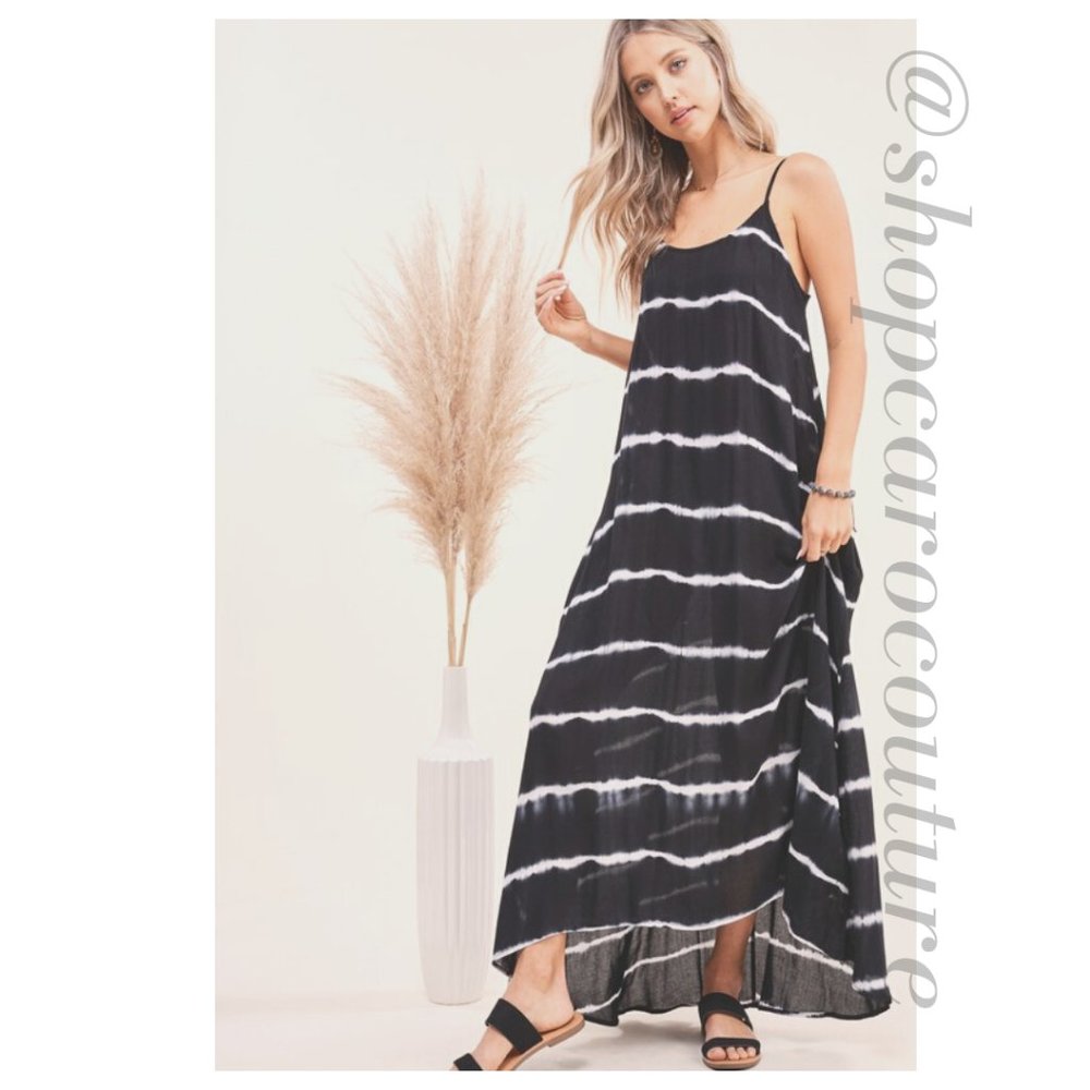 LA MIEL Tie Dye Stripe Maxi Dress